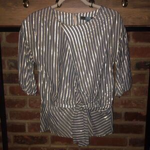 Eva Franco Marin Short Sleeve Striped Blouse - Sz 0